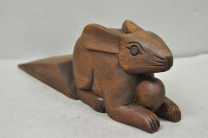Folk Art Style Solid Carved Wood Bunny Rabbit Door Stop