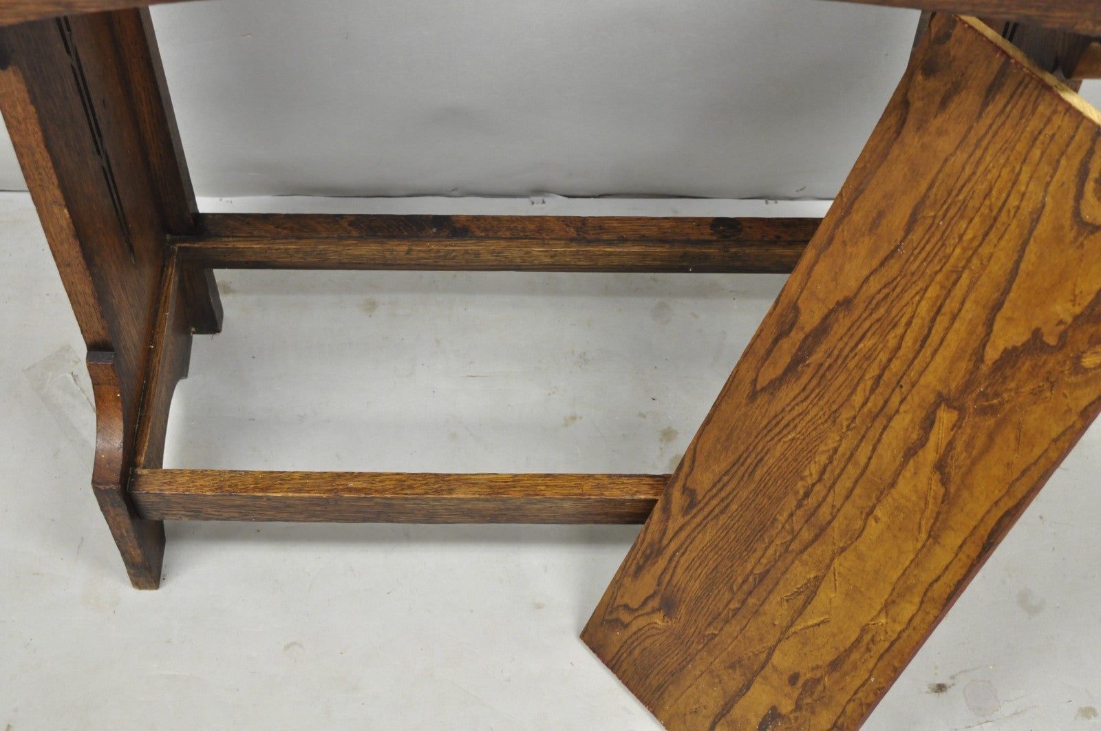 Antique English Art Nouveau Oak & Green Tile Coat Rack Umbrella Stand Hall Tree