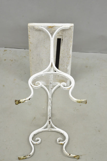 Antique Arts & Crafts Wrought Iron Side Table w/ Catalina California Tile Top