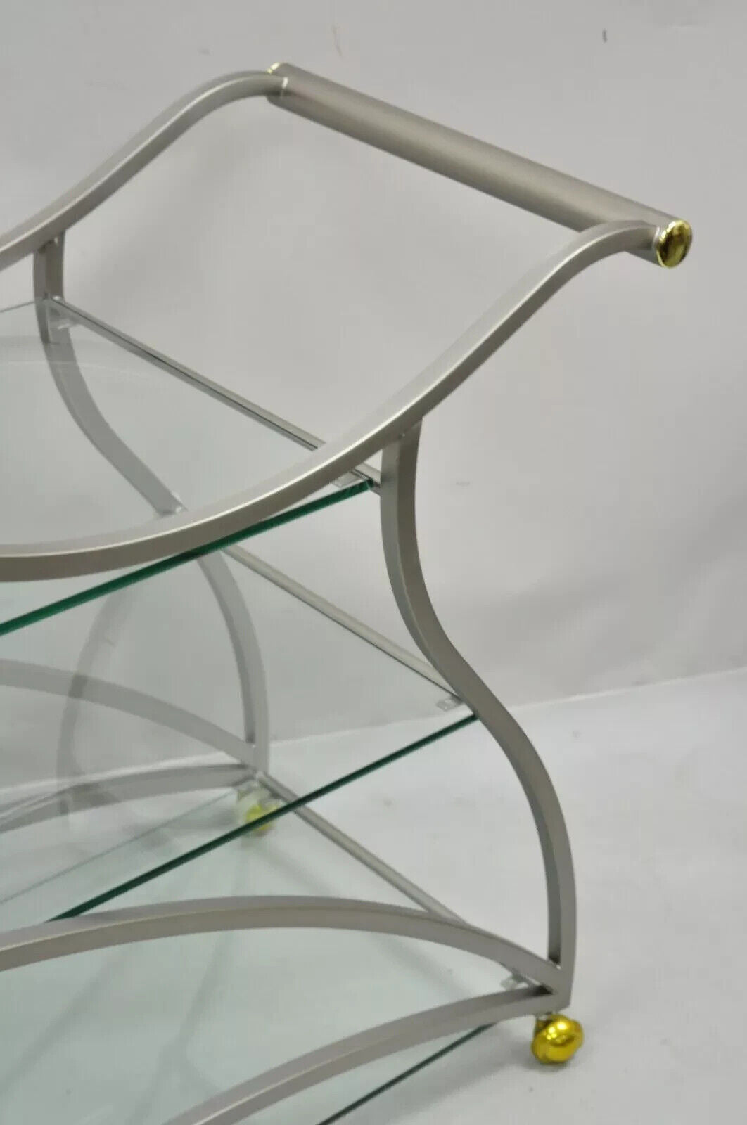 Design Institute of America Rick Lee Brushed Nickel Metal Sculptural Bar Cart