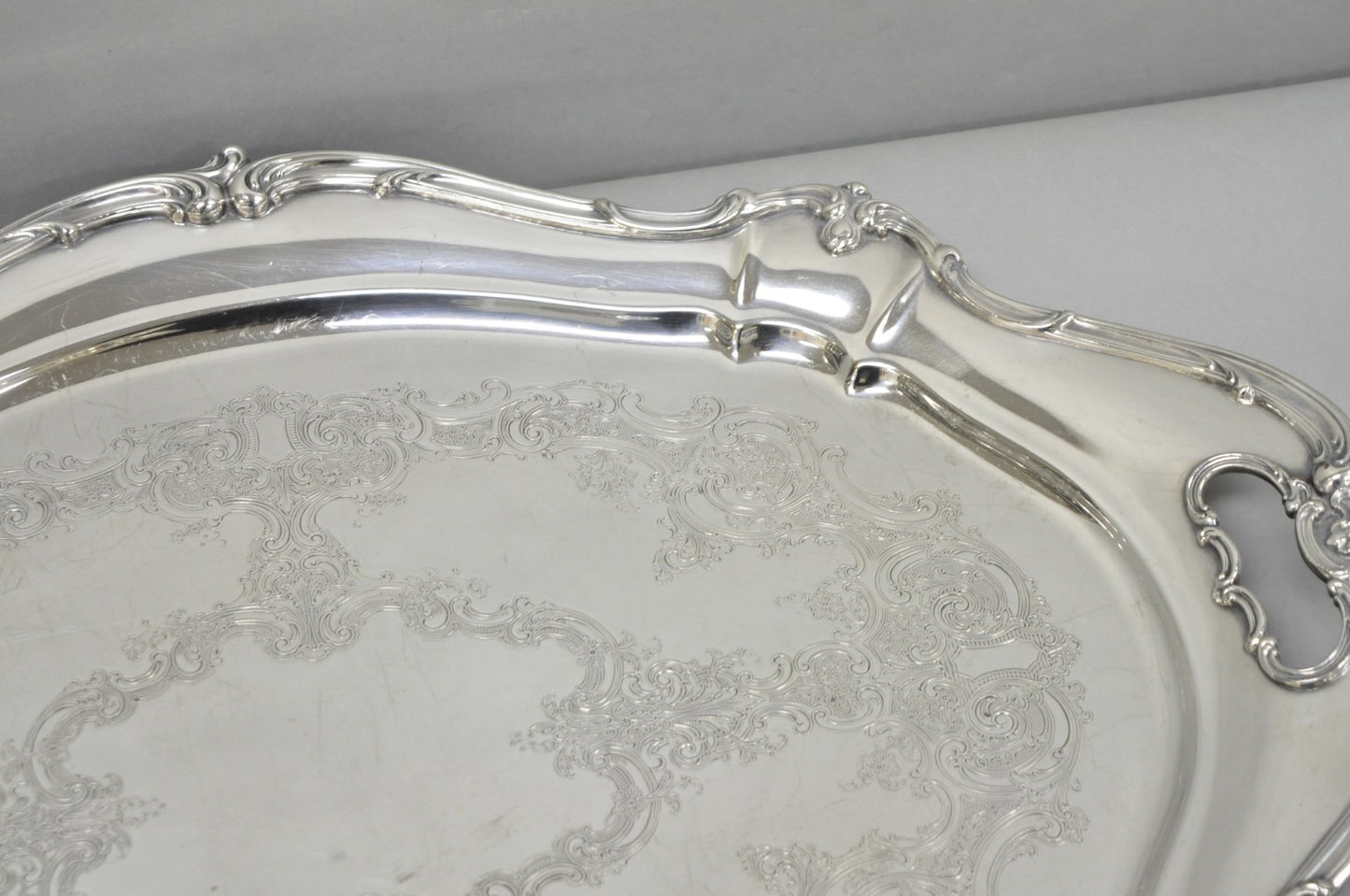 Antique Gorham Silver Plated Victorian Oval Butlers Serving Platter Bar Tray