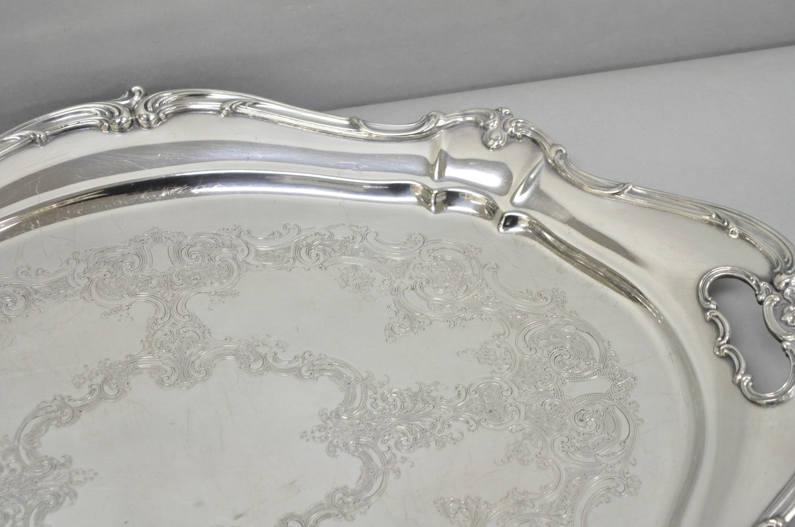 Antique Gorham Silver Plated Victorian Oval Butlers Serving Platter Bar Tray