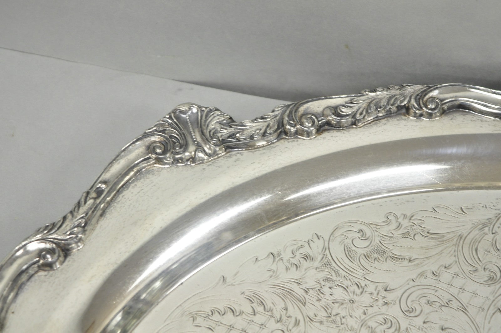 Vintage English Sheridan Silver Plated Large Oval Serving Platter Bar Tray