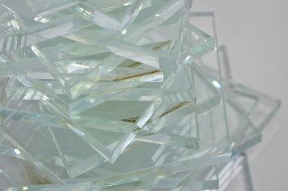 Vintage Mid Century Modern Stacked Glass Skyscraper Round Accent Side Table