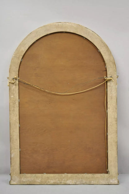 Antique Italian Neoclassical Carved Gold Giltwood Arched Large Wall Mirror