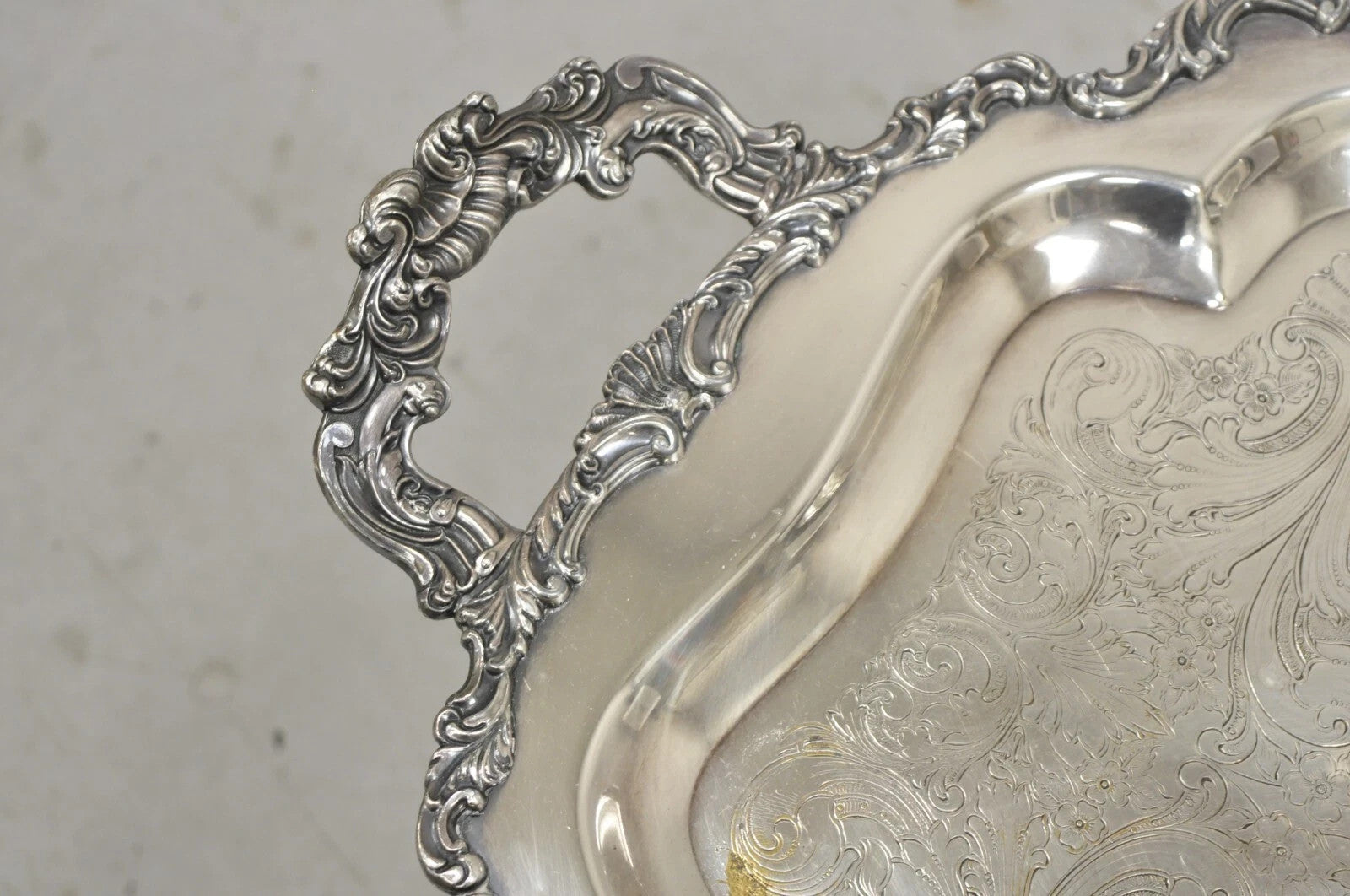 Vintage Community Ascot Sheffield Large Victorian Silver Plated Platter Bar Tray