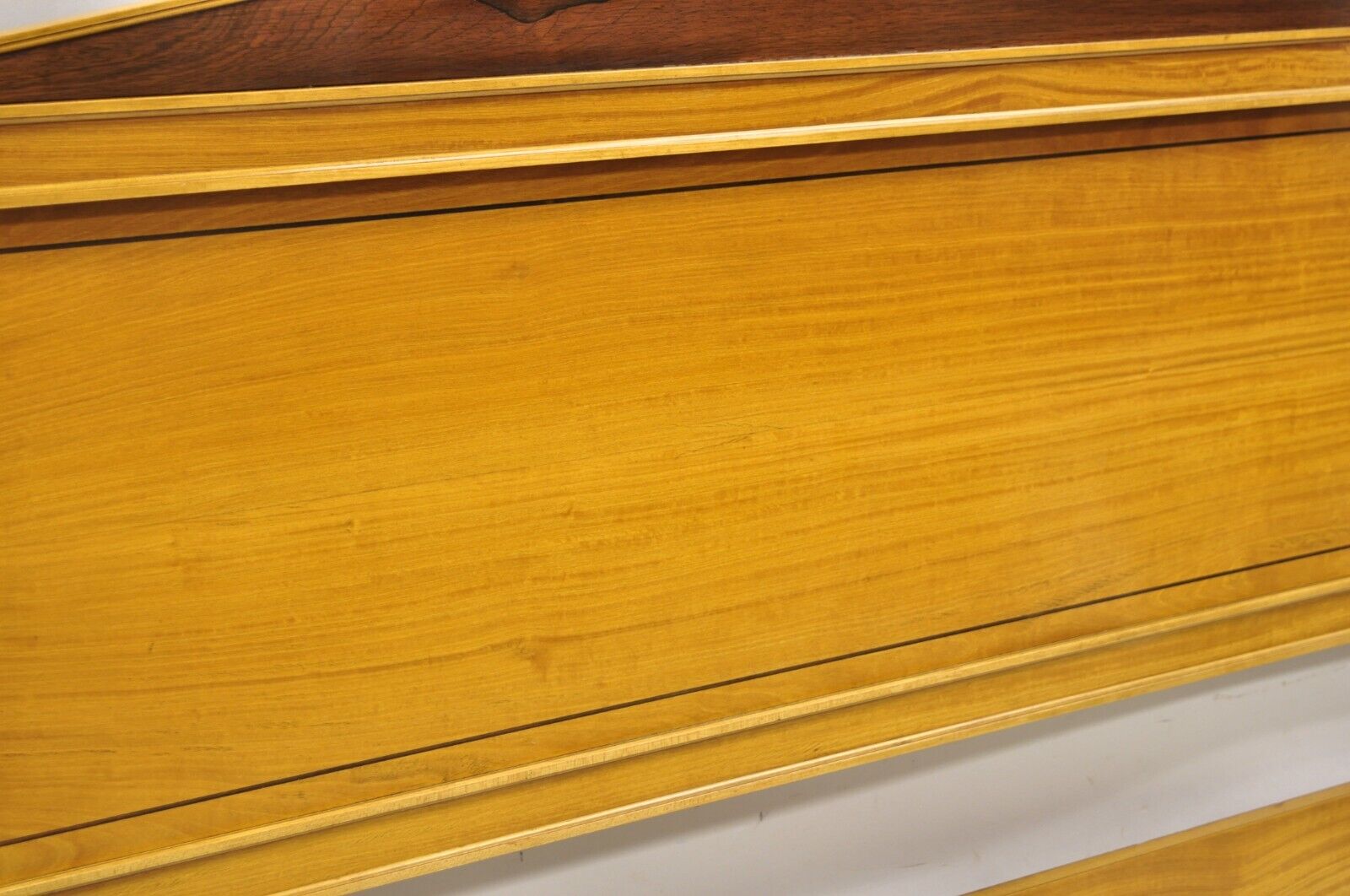 Vintage French Regency Neoclassical Rosewood & Satinwood King Size Bed Headboard
