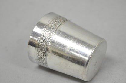 Antique Christofle French Silver Plated Shot Glass Goblet Cup w/ Wreath Pattern