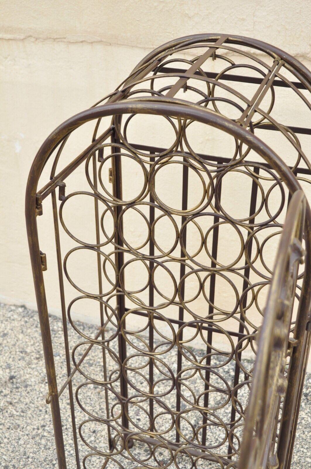 Wrought Iron 37 Wine Bottle Slot Holder Stand with Door Victorian Style