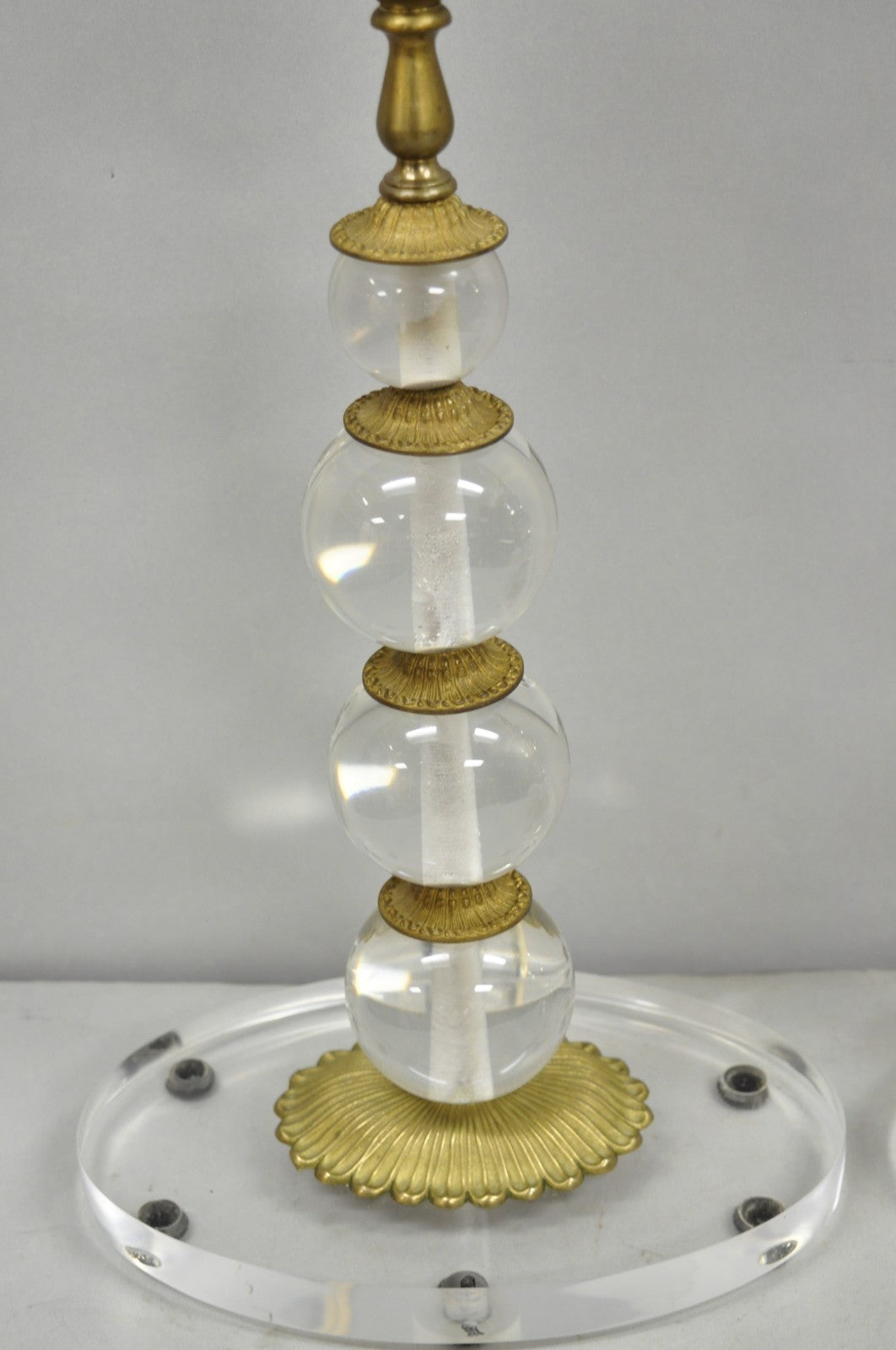 Vintage Art Deco Mid Century Modern Acrylic Lucite Stacked Ball Table Lamps Pair