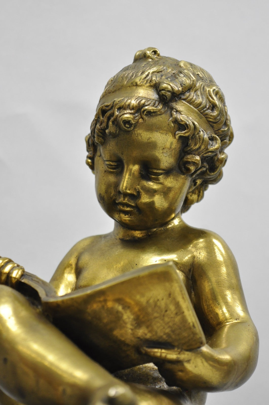 Antique French Louis XV Bronze Putti Children "Arts & Literature" Figures - Pair