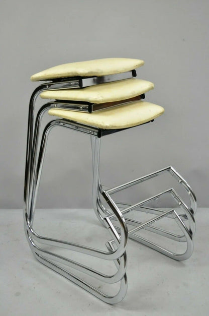 Vintage John Behringer Stendig Chrome Modern Prometheus Bar Stools - Set of 3