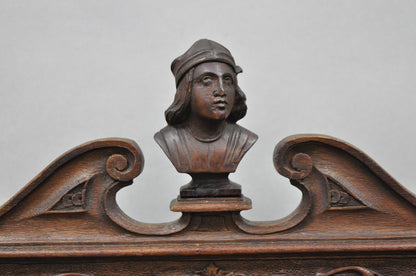 Antique Italian Renaissance Figural Carved Walnut Paw Foot Desk Letterbox