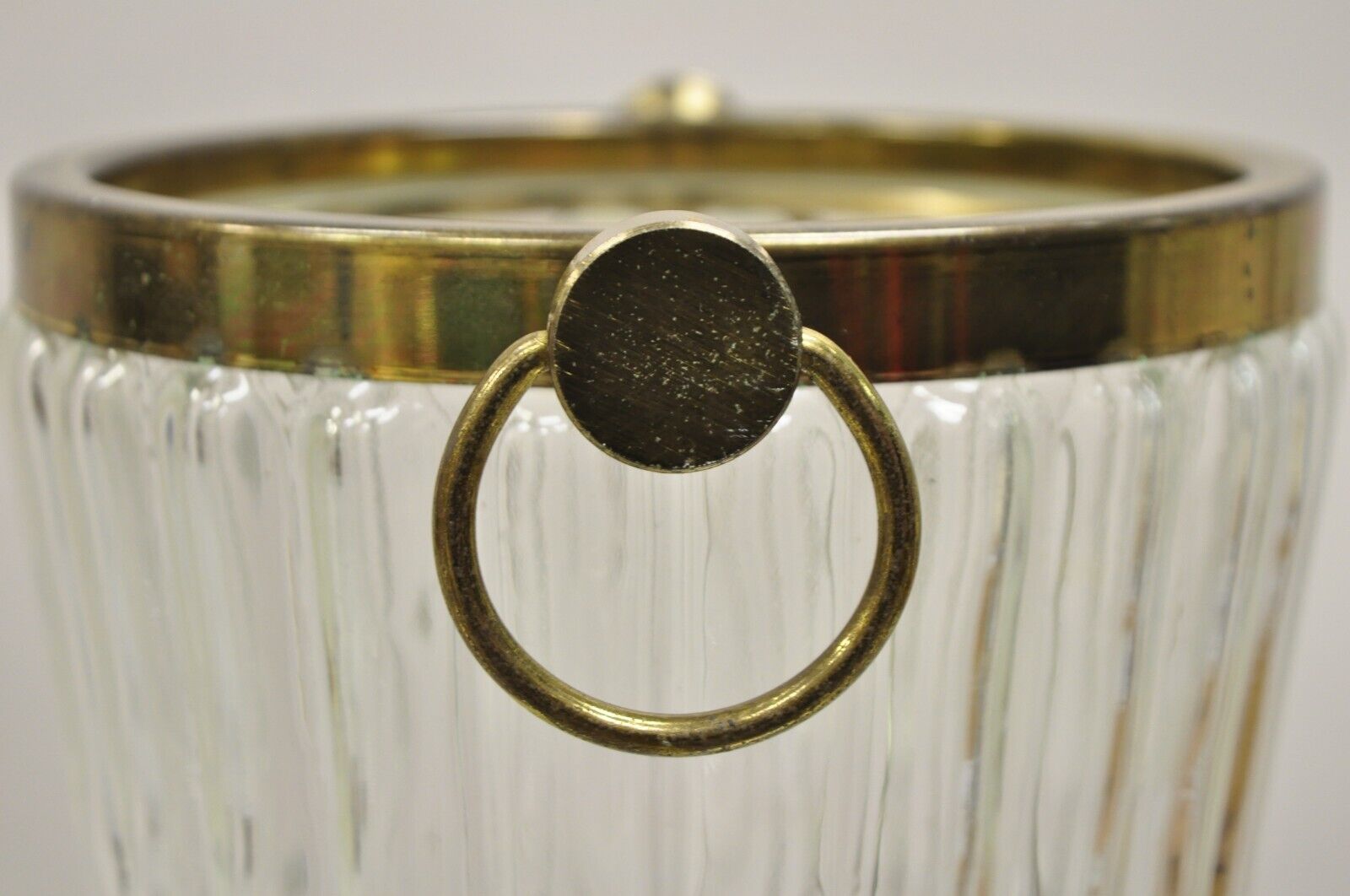 Vintage Hollywood Regency Brass & Glass Champagne Wine Chiller Ice Bucket
