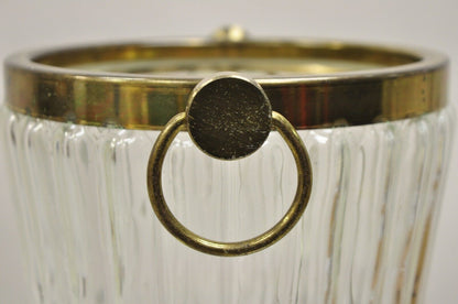 Vintage Hollywood Regency Brass & Glass Champagne Wine Chiller Ice Bucket
