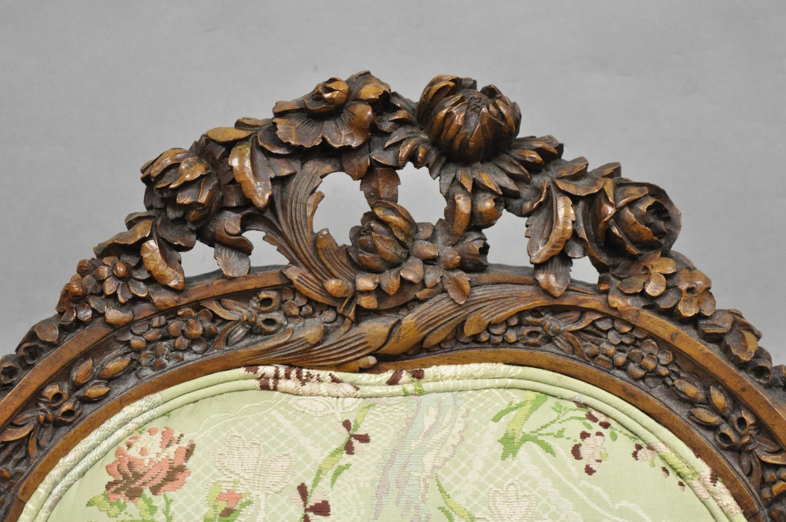 Antique Italian Regency Swan Carved Walnut French Victorian Club Lounge Chair