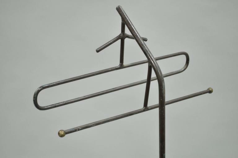 Vintage Modernist Jacques Adnet Style Wrought Iron Hairpin Clothing Valet