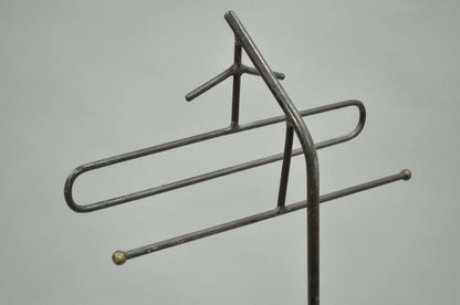Vintage Modernist Jacques Adnet Style Wrought Iron Hairpin Clothing Valet