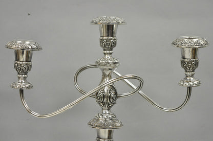 Heritage 1847 Rogers Bros 9416 Silver Plated 3 Arm Ornate Candelabra - a Pair