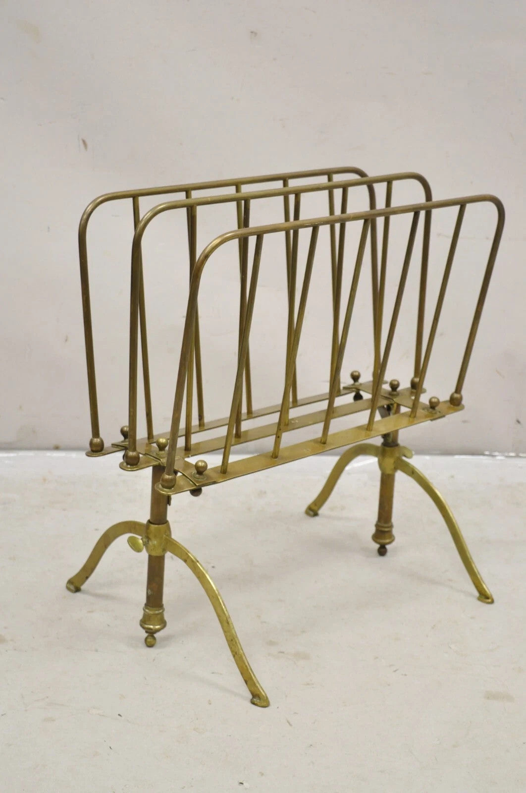 Vintage A. Ravenel Paris French Mid Century Modern Brass Magazine Rack Stand