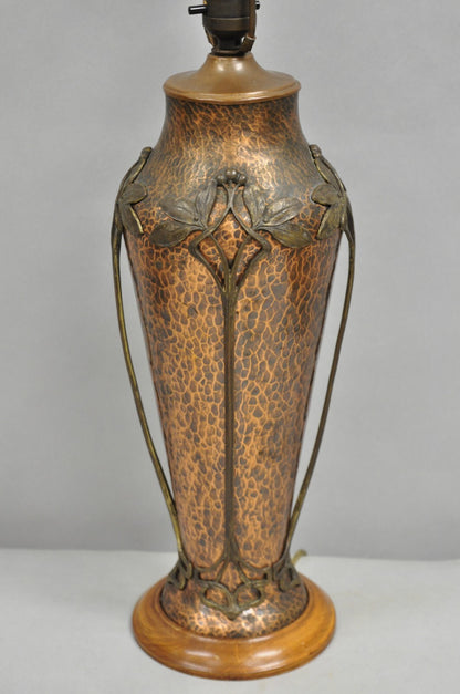 Antique WMF Jugendstil Art Nouveau Hand Hammered Copper Vase Table Lamp