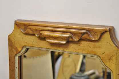 Vintage Italian Hollywood Regency Ribbon Scroll Carved Wood Wall Mirror - a Pair