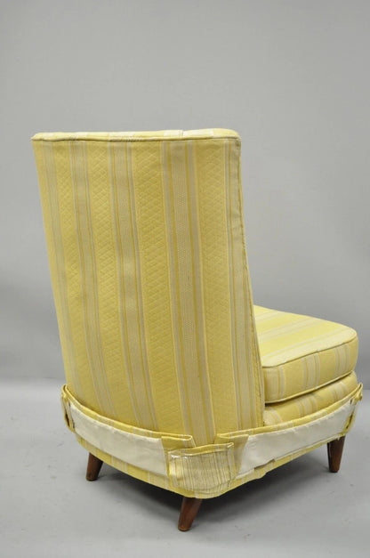 Paul Laszlo Mid Century Modern Upholstered Barrel Wing Back Slipper Lounge Chair