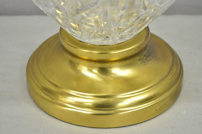 Vintage Victorian Style Etched Crystal Glass Ginger Jar Brass Table Lamp