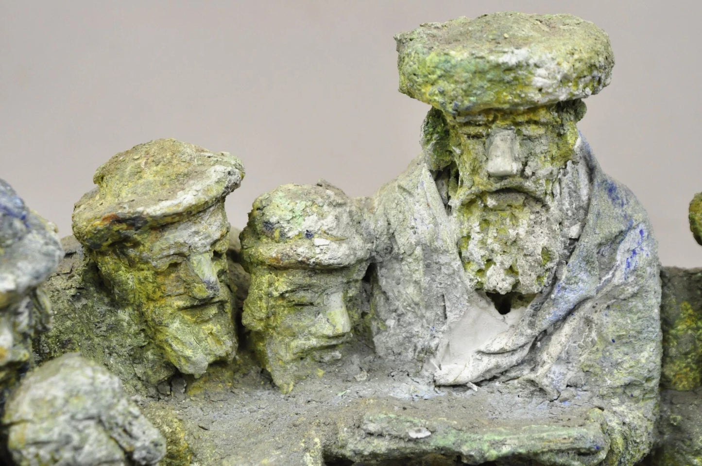 "Tashlich" by Samuel M Segal Judaism Vintage Brutalist Green Plaster Sculpture