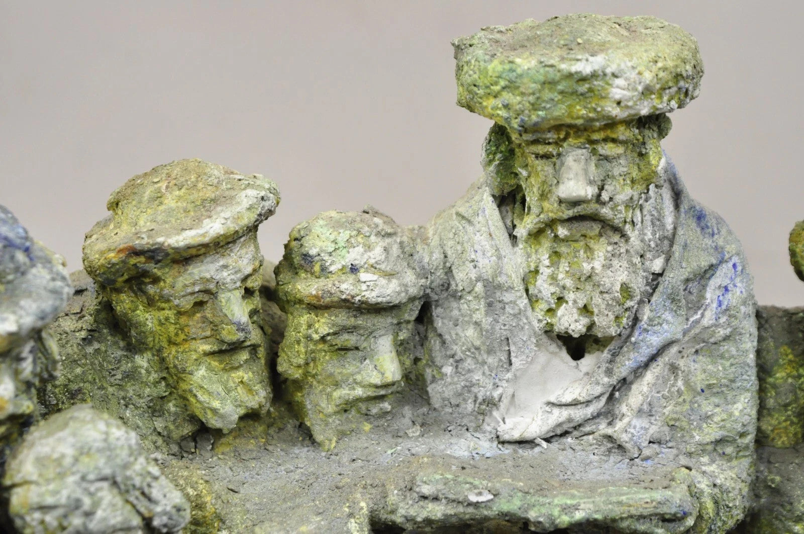 "Tashlich" by Samuel M Segal Judaism Vintage Brutalist Green Plaster Sculpture