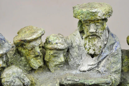 "Tashlich" by Samuel M Segal Judaism Vintage Brutalist Green Plaster Sculpture