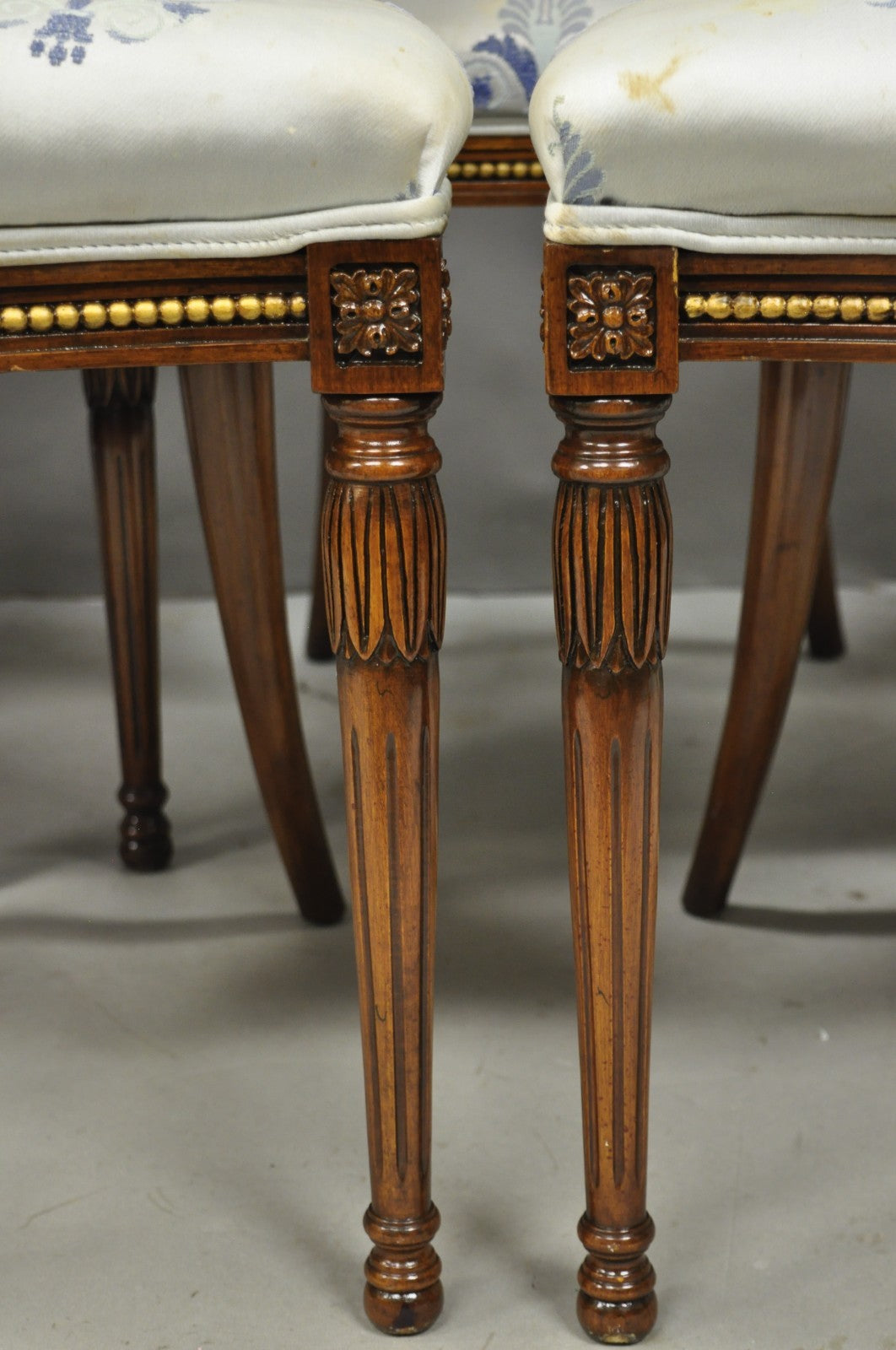 Italian Regency French Louis XVI Style Cherry Wood Oval Dining Chairs - Set of 6