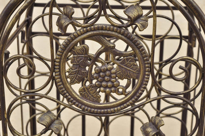 Wrought Iron 37 Wine Bottle Slot Holder Stand with Door Victorian Style