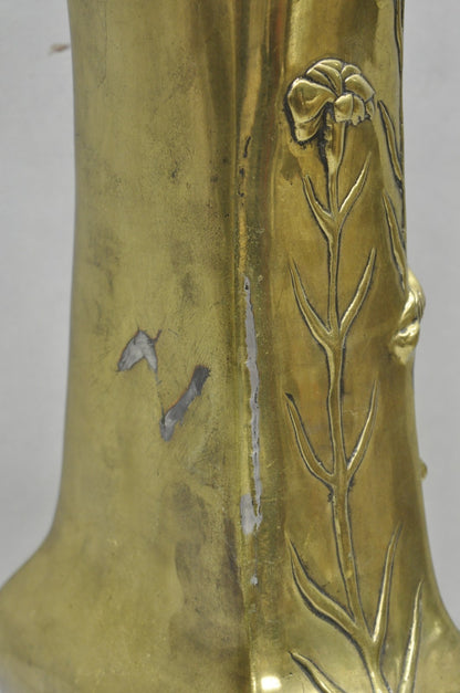 Antique Art Nouveau Chinese Gilt Bronze Nude Female Sculpture Statue 16" Vase
