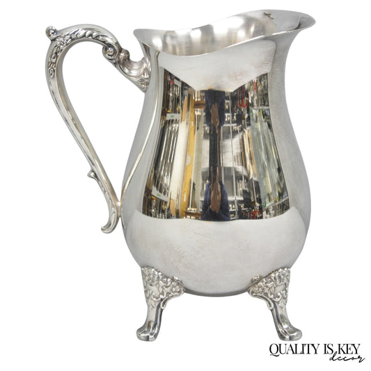 Vintage Kent Silversmiths Silver Plated Bulbous Victorian Footed Water Pitcher