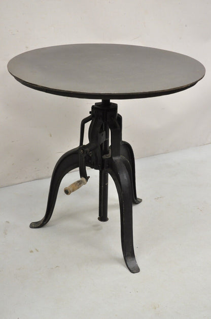 Industrial Style Steel Metal Adjustable Crank 30" Round Pub Side Table