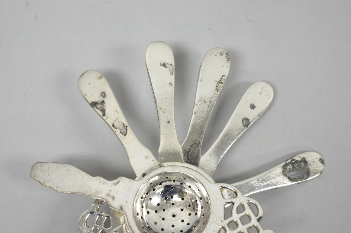 Antique D.W. Haber & Son NY Silver Plated Victorian Tea Strainer - Set of 6