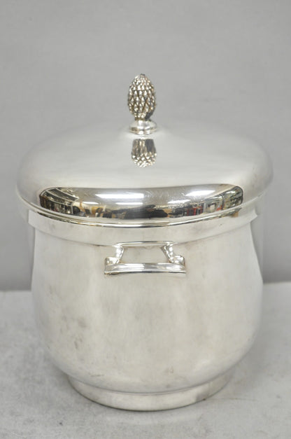 Vintage Sheffield Art Deco Silver Plated Glass Lined Covered Ice Bucket w/ Lid