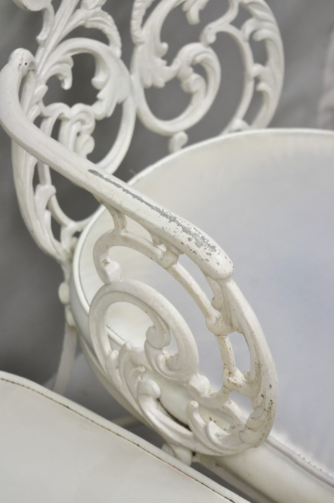 Vintage Art Nouveau Style Trojan Scrolling Cast Aluminum Dining Chairs Set of 4