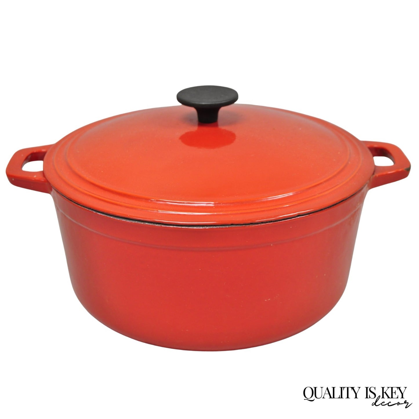 Martha Stewart Collection Red Cast Iron Dutch Oven Covered Pot