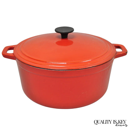 Martha Stewart Collection Red Cast Iron Dutch Oven Covered Pot