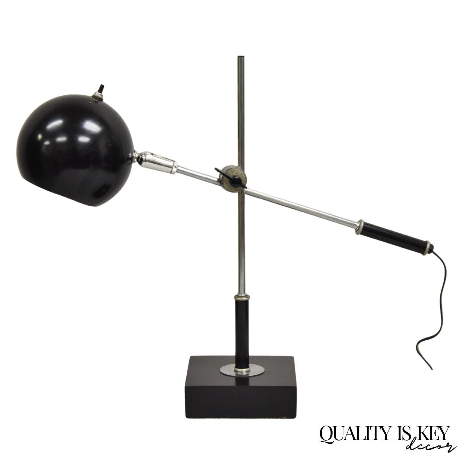 Vintage Robert Sonneman Mid Century Modern Black Eyeball Adjustable Desk Lamp