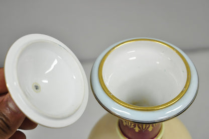 Antique Royal Vienna Austrian Porcelain 21" Hand Painted Red Urn Vase with Lid
