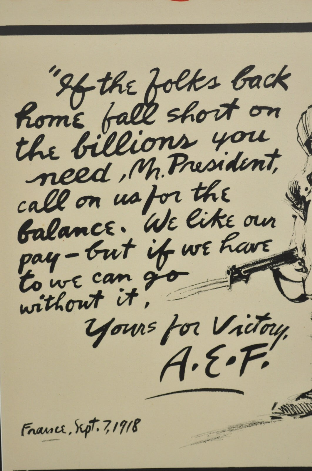 1918 World War 1 The A.E.F To The President 4th Liberty Loan Framed Poster