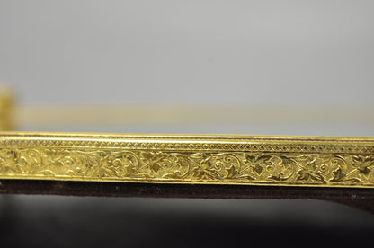 Vintage Hollywood Regency Gold Maiden Bust Oval Beveled Glass Mirror Vanity Tray
