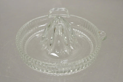 Vintage Art Deco Clear Glass Ribbed Hand Juicer Citrus Orange Handle & Lip