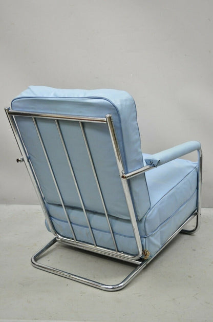 Vintage Gilbert Rohde for Troy Sunshade Art Deco Easy Chair Blue Lounge Chair