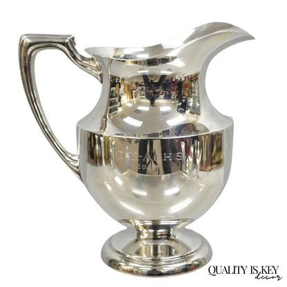 Vintage Crescent Victorian Silver Plated Bulbous Lemonade Water Pitcher Engraved