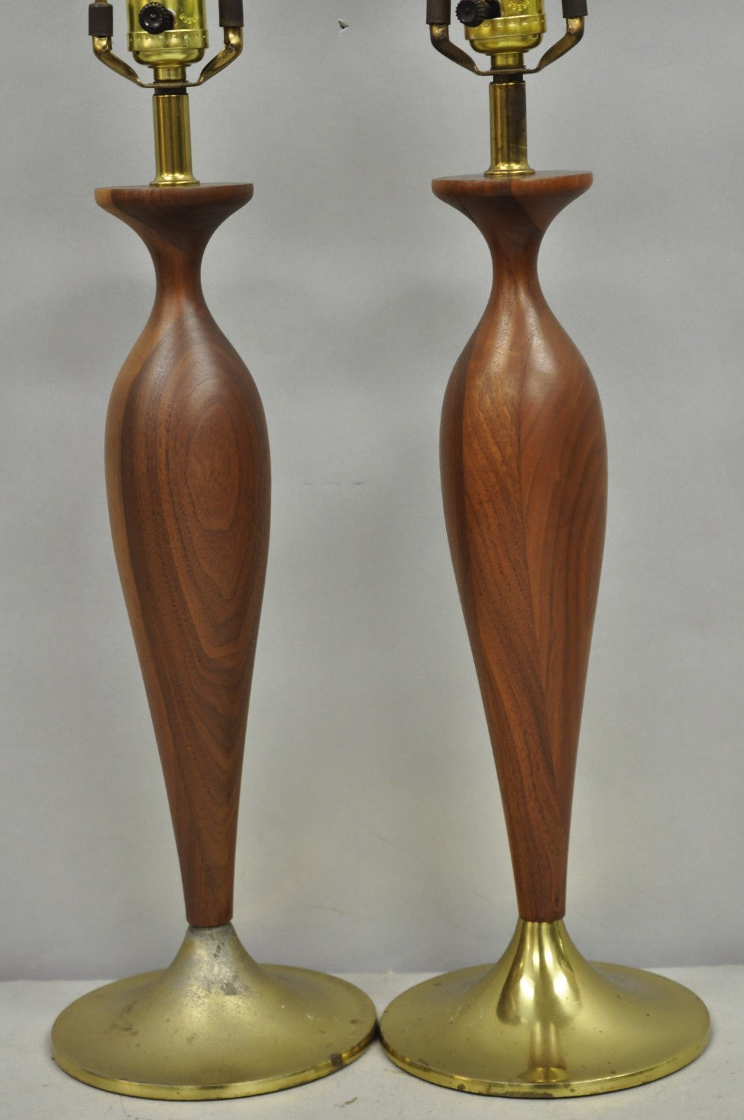 Vintage Mid Century Modern Tony Paul for Westwood Walnut Table Lamps - a Pair
