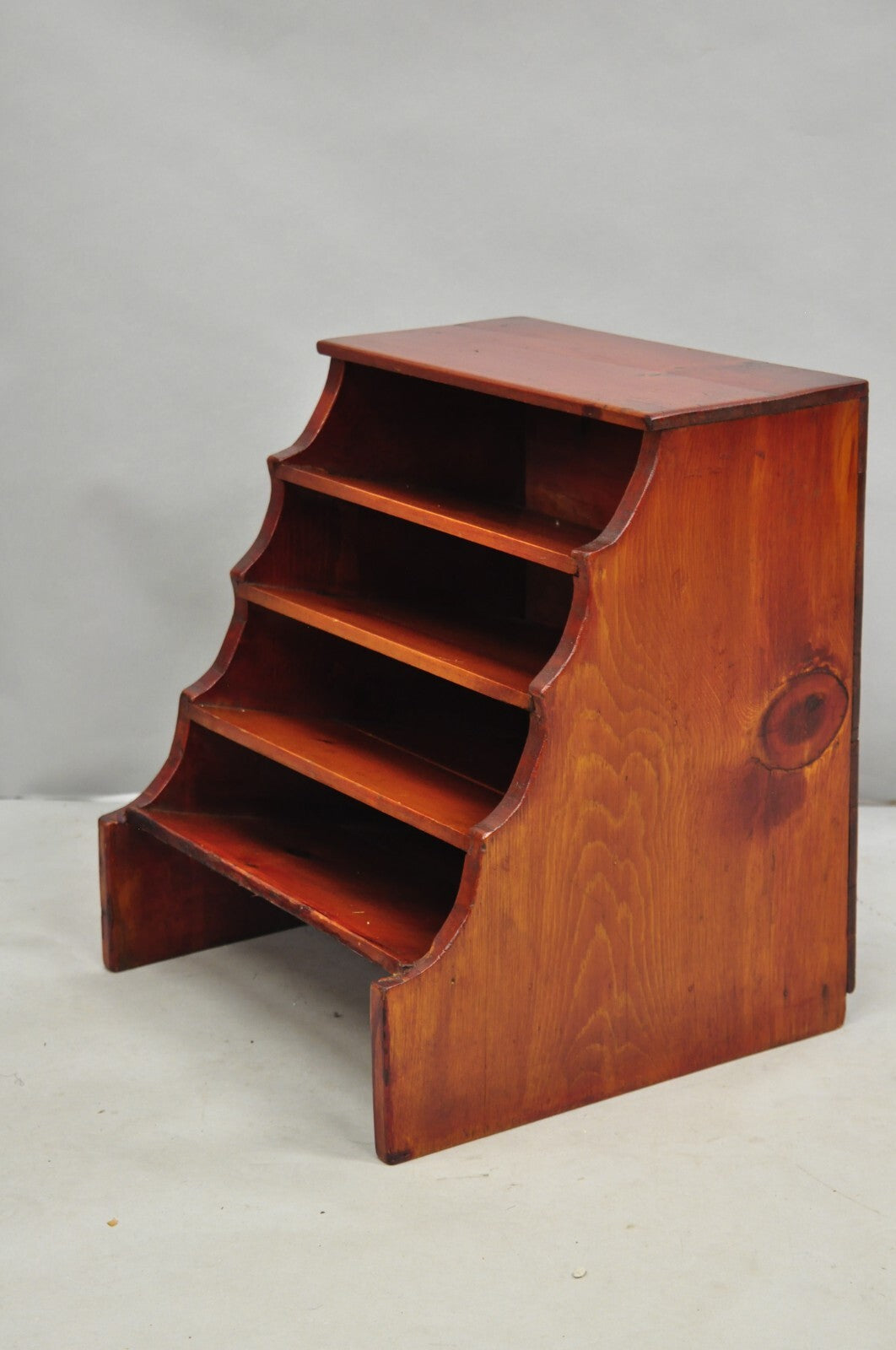 Antique French Country Primitive Pine Wood Farmhouse Magazine Rack Book Stand
